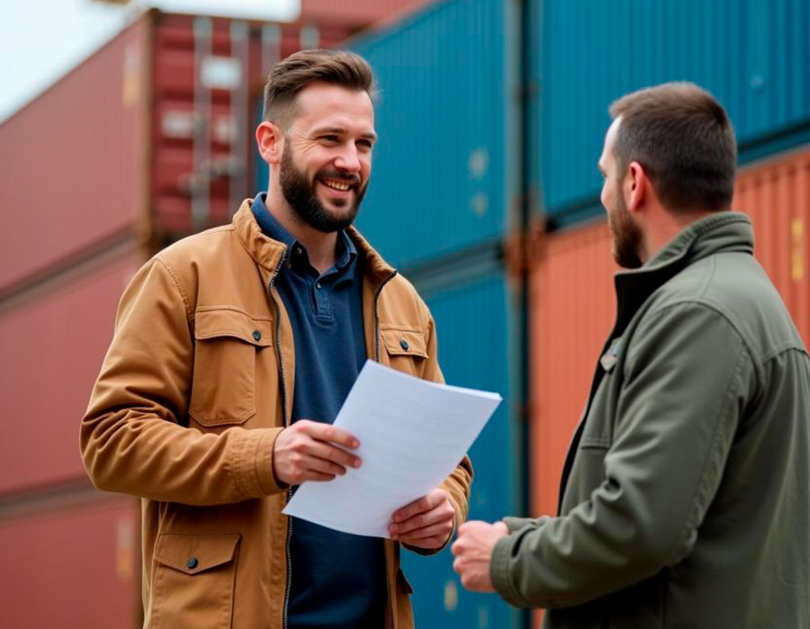 2 hommes avec un document d'assurance